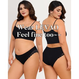 LEVAO 6 Pack Black Cotton Underwear Womens Soft Stretch Lace Bikini Panties Hipster Ladies Briefs S-XXL