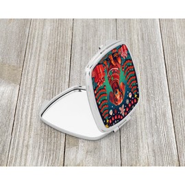 Caroline's Treasures Dachshund Christmas Compact Mirror Decorative Travel Makeup Mirror for Women Girls Gifts Pocket Makeup Mirror Folding Handheld