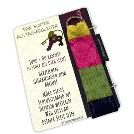 Lieblingsmanufaktur Colourful key ring as a gift for passing ABITUR – individual gift idea to enjoy after the completed graduation exam. Discover the colourful world!, Pink-yellow-green-blue