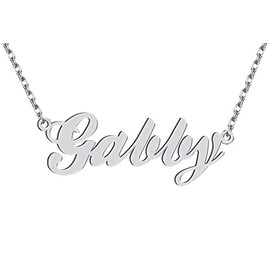 Stainless Steel Silver Gabby Name Necklace Nameplate Charm Necklaces Womens Mom Birthday Valentine Jewelry