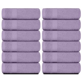 White Classic Luxury Washcloths for Bathroom-Hotel-Spa-Kitchen-Set - Circlet Egyptian Cotton - Highly Absorbent Hotel Quality Face Towels - Bulk Set of 12-13x13 Inch (Lavender)