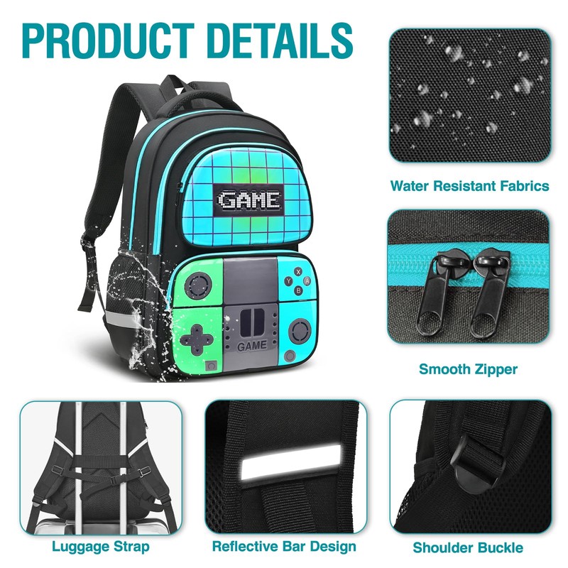 Beaulyn Game Backpack Set for School Boys Kids School Bag
