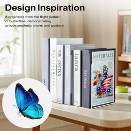 Acrylic Bookends Clear Butterfly Book Ends for Shelves, Invisible Book Holder Stand for Patriotic Decor for School Home Office Shelves, Book Stoppers for Heavy Duty Books,CD, File Organizer