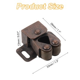 sourcing map 4Pcs Cabinet Latch Double Roller Catch, Lock Stop Catch Clamp Cabinet Closer Magnetic Closure Hardware for Cabinet Kitchen Closet Door, Red Bronze