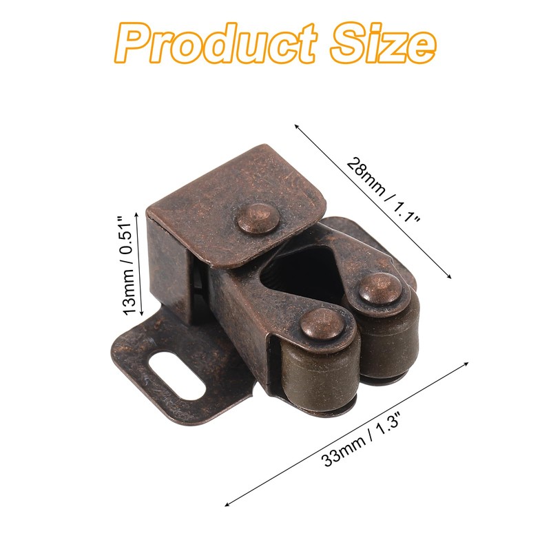 sourcing map 4Pcs Cabinet Latch Double Roller Catch, Lock Stop