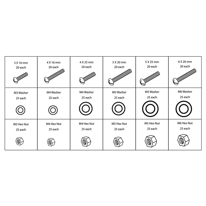 Performance Tool W5226 SEA/Metric Nut and Bolt Assortment with Case,