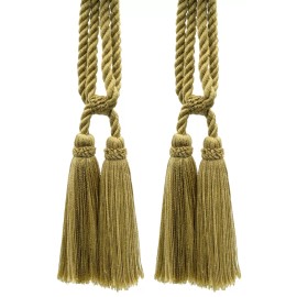 DÉCOPRO Double Tassel Tassel Tieback, Color# E16C - Golden Beige [Set of 2]