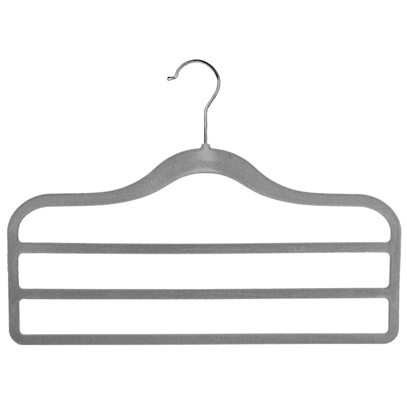 The Hanger Store Pack of 5 Grey 3 Bar Flocked
