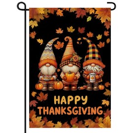 Fall Gnome Garden Flag 12x18 Inch Double Sided Outside, Welcome Autumn Maple Leaves Seasonal Yard Outdoor Flag,Autumn Thanksgiving Holiday Outdoor Seasonal Decorations for Home