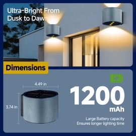 2 Pack Solar Wall Lights Outdoor Waterproof Aluminum Dusk to Dawn (Up & Down) Lighting Wall Sconce Porch Light Outdoor Automatic Led Light No Cable