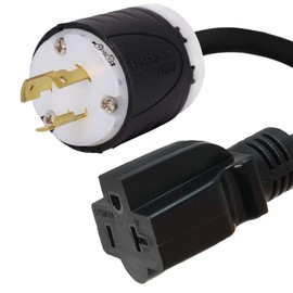 NEMA L5-20P to 5-20R Plug Adapter - 20 Foot, 20A/125V, 12 AWG - Iron Box # IBX-4955-20 (20 ft)