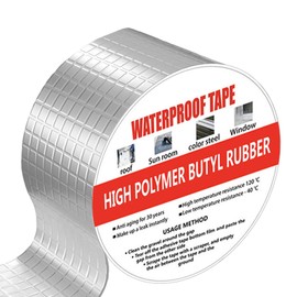 Butyl Tape - Waterproof Sealing Tape, Heavy Duty Silver Flashing Aluminum Foil Tape for Leak Patching, RV Repair, Window, Roofing, Glass & EDPM Roof Leak Patching, Boat and Pipe Sealing(5cm x 5m)
