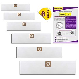6 Pack 38735 Filter Bags, Compatible with Craftsman 12 Gallon Shop Vac bags, Part# Craftsman 38735 9-38735, High Efficiency Dust Bag, Fine Dust Collector Bag