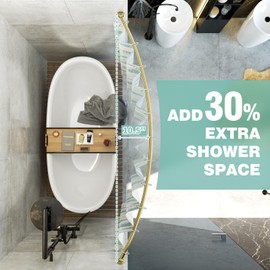 Mcrbeay Shower Curtain Rod Curved, Adjustable 40-72 inches Extra Wide Curved Shower Rods for Bathroom, Rust proof Shower Rod, Stainless Steel Curved Curtain Rod for Shower, Bathtub, Gold