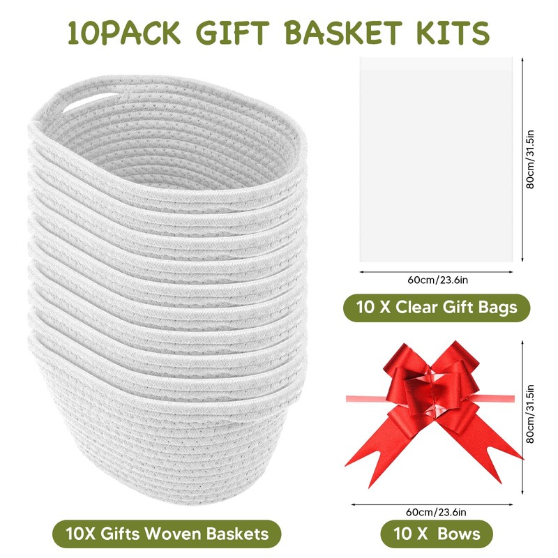 10PACK Baskets for Gifts Empty, 12"x 8"x 5" Woven Gift
