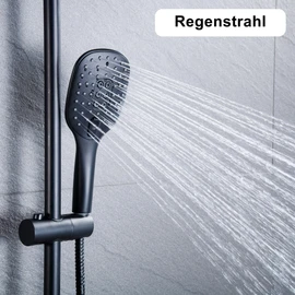 JOHO Shower Head Hand Shower with 3 Jet Types Square ABS Shower Head with Anti-Limescale Function Black