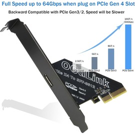 RIITOP PCIe to Oculink Adapter for eGPU [1-Port], PCIe Gen4 x4 to Oculink SFF-8612/SFF-8611 Card