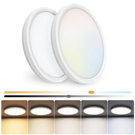 NIORSUN 7 Inch LED Ceiling Lights,5CCT Lighting Options Dimmable Flush Mount Ceiling Light,15W Bathroom Ceiling Lights,Flat Ceiling Light,Low Profile Light Fixture for Hallway Bedroom,2 Pack White