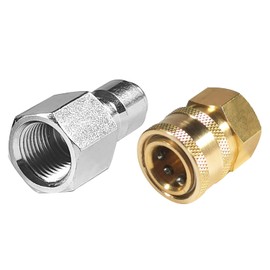 YAMATIC Pressure Washer Adapter, 3/8 Inch Quick Connect Kit, Female Fitting 3/8" Quick Plug to 3/8" Female Npt, 3/8" Socket to 3/8" Female Npt, 5000 PSI 2pcs