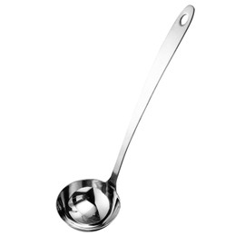 Professional Stainless Steel Soup Ladle, 10.5" Comfort Grid Ladle, Long Ergonomic Handle, Durable Kitchen Gadgets Utensil for Cooking, Stirring, Serving Soups, Heavy-Duty Metal Ladle Dishwasher Safe
