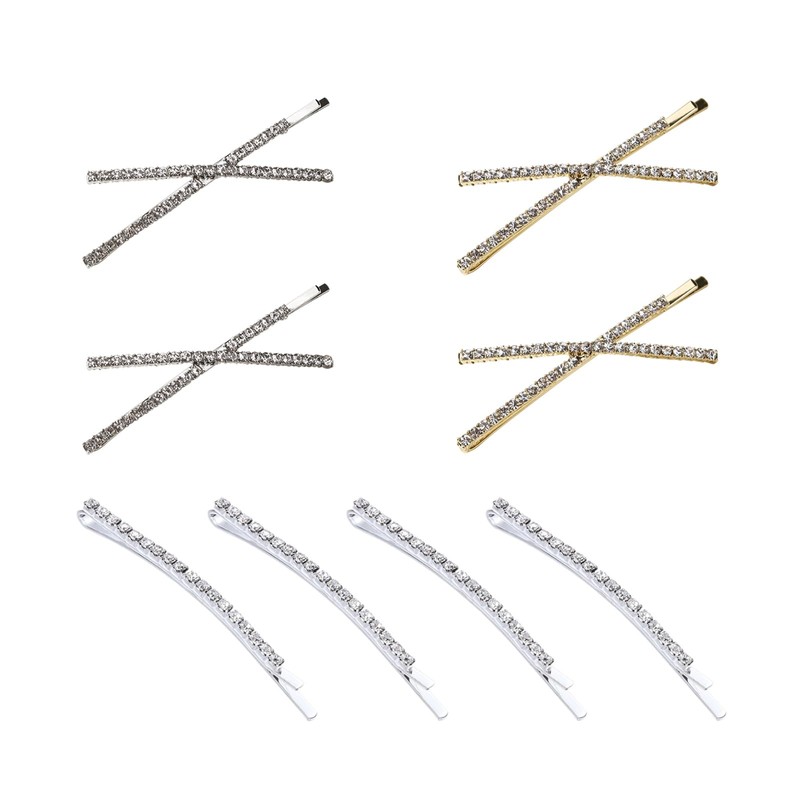 YFFSFDC ヘアピン 8個セット 前髪ピン ヘアアレンジ キラキララインストーン付き 可愛い おしゃれ 女の子 髪留め