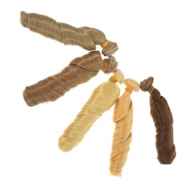 SUPVOX 5PCS Curly Doll Hair Extensions High Temperature Wig Making Supplies for DIY Dolls Comfortable Lightweight Hair Wefts Multiple Colors
