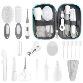 Baby Healthcare and Grooming Kit for Newborn Kids, 24PCS Upgraded Safety Baby Care Kit, Newborn Nursery Health Care Set, Baby Care Product (Grey White