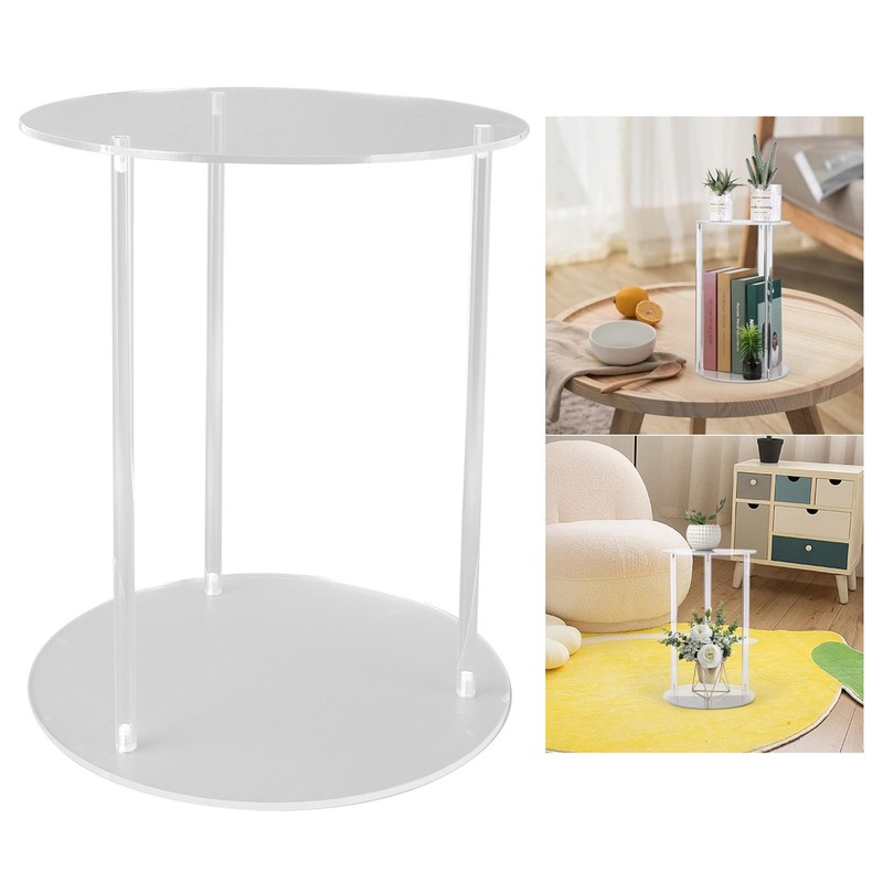 Clear Acrylic Plant Stand Round Top Corner Holder Planter Flower