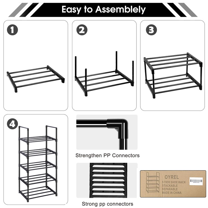 OYREL Shoe Rack, Sturdy Metal Shoes Rack Organizer,Narrow Shoes Stand