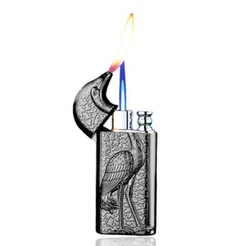 SMTSEC Crane Double Flame Dragon Lighter, Torch Lighter, Cool Lighter with Adjusting Flame Tool, Windproof Lighter, Jet Lighter, Lighters for Men, Funny Lighters, Refillable Butane Lighter (Black)