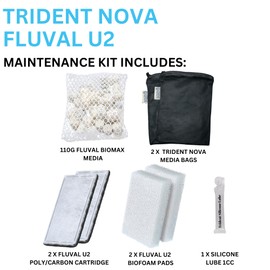 Trident Nova U2 Underwater Filter Media Maintenance & Replacement Filter Media Kit, including Trident Mesh Bags(U2 Underwater Filter Foam Pad, U2 BioMax, U2 Poly-Carb Cartridge)
