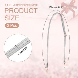 PATIKIL Leather Purse Handle Strap, 2 Pcs 51 Inch Adjustable Length Handbag Strap Replacement DIY Clutch Bag Handle Strap Repair Accessories, Silver