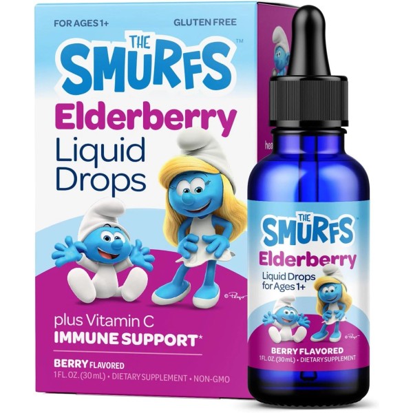 The Smurfs Elderberry Liquid Drops plus Vitamin C Immune Support,