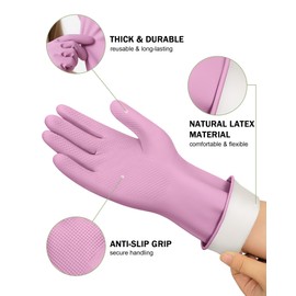 YEEKISUS 4 Pairs Cleaning Diswashing Gloves for Women Men, Rubber Latex Kitchen Glove For Househhold Cleaning & Dish Washing,M