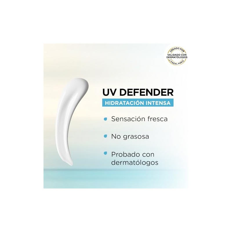 L'Oréal Paris Protector Solar Diario FPS50+ UV Defender Hidratación Intensa,