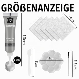 Leather Repair Kit Grey (2 Tubes) - Faux Leather Repair Kit Liquid Leather & Leather Repair Cream - Leather Repair Kit Grey for Car, Sofa, Steering Wheel - Includes Brush & Embossing Paper to Prevent Scratches & Cracks