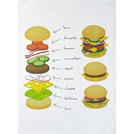 Half a Donkey The Order of the Hamburger Stack - Large Cotton Tea Towel