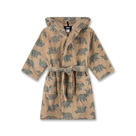 Sanetta Boys Bathrobe Beige | High Quality and Cuddly Cotton Mix Bathrobe for Boys Bathrobe with Hood & Belt & Polar Bear Allover |, beige