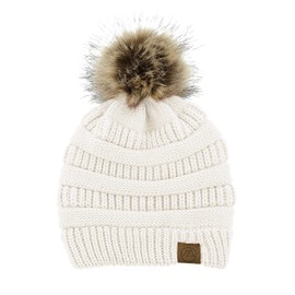 Zando Satin Lined Winter Hats for Women Beanies Women Satin Lined Beanie with Pom Pom Beanie Womens Winter Hats Warm Winter Hat Knit Beanie Hats for Women Womens Beanies for Winter White Beanie