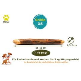 Stilux® Kauhloz aus Olivenholz für Hunde bis 5Kg, Größe XS, Kauknochen Hundespielzeug, langlebiges Holzknochen Kauspielzeug zur Hund Zahnpflege