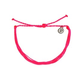 Pura Vida Original Solid Neon Pink Bracelet - Iron-Coated Charm, Adjustable Band - 100% Waterproof