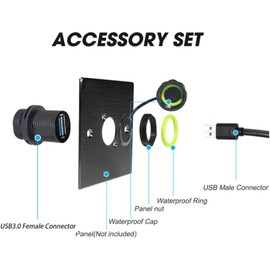 PENGLIN 2PCS M20 IP68 Waterproof USB3.0 Panel Mount Adapter,USB3.0 Type A Female to Female Outdoor Coupler with Waterproof Cover