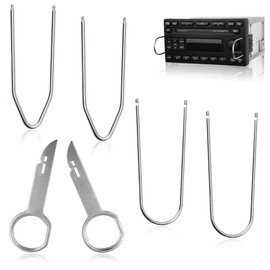 COYUN Car Radio Release Tool, Car Radio Removal Tool, U Shaped + V Shaped Stainless Steel Car Radio Release Key Car Radio Shackle Removal Instrument Key DIN Release Buttons Pack of 6