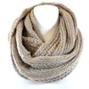 Boutique Collection Shimmery Metallic Mocha Beige Cable Knit Chunky Infinity