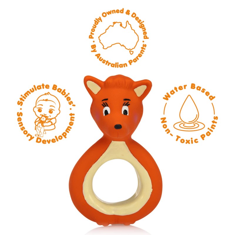 Mizzie the Kangaroo | Baby Teething Ring | Natural Rubber