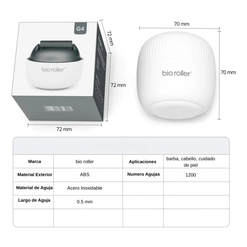 Rodillo Facial Y Capilar 1200 Dermarroller Estuche Bioroller