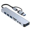 De Usb Hub 8 En 1 Azul Claro, 4 Puertos