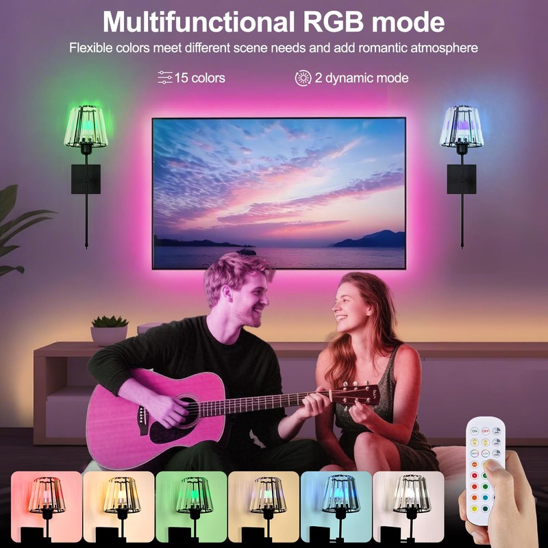 Battery Operated Crystal Wall Sconces Set of 2,Black Rechargeable Wireless