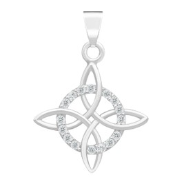 JOYARIS - Dije Nudo De Bruja Celta Amuleto Con Zirconias En Plata Solida 925 (Blanco)