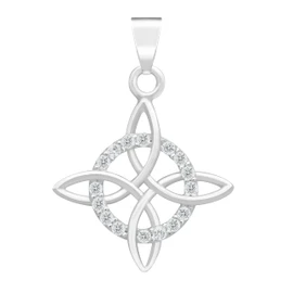 JOYARIS - Dije Nudo De Bruja Celta Amuleto Con Zirconias En Plata Solida 925 (Blanco)
